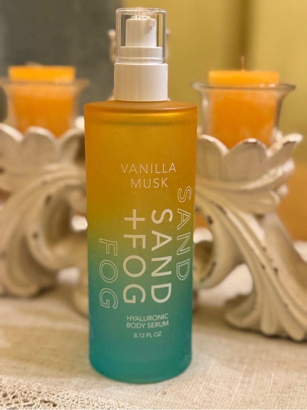 Sand + Fog Vanilla Musk HYALURONIC BODY SERUM 8.12 fl oz Large Glass Bottle
